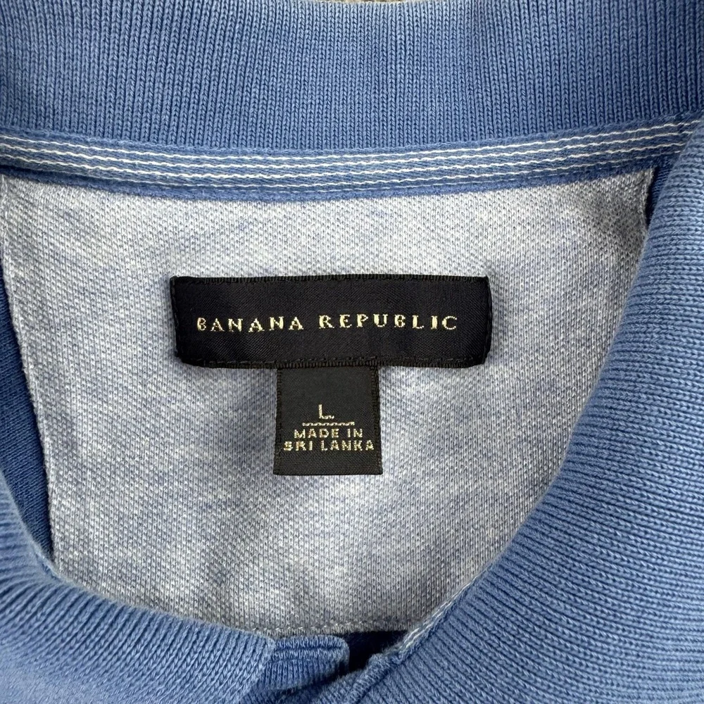 Banana Republic Polo Shirt Mens‎ Large Blue Stretch Pique Elephant Logo